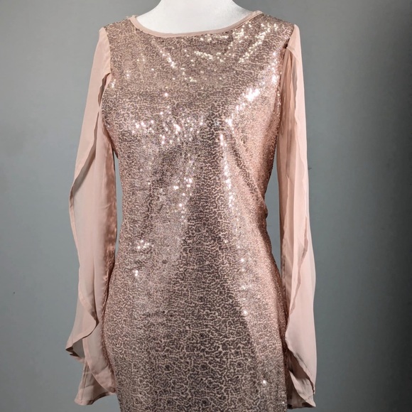 NWT NY Collection Petites Sequined Flutter Sleeves Cocktail Dress - PM - Picture 6 of 8